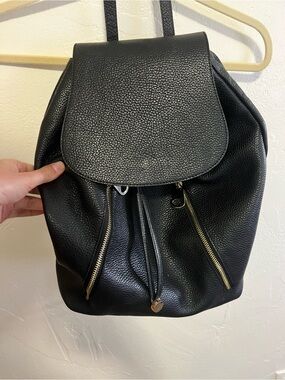 Black Leather Backpack bucket Purse
